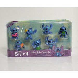 Disney Stitch Collectible Character Figure 7 Piece Set Figurine Blue Experiment